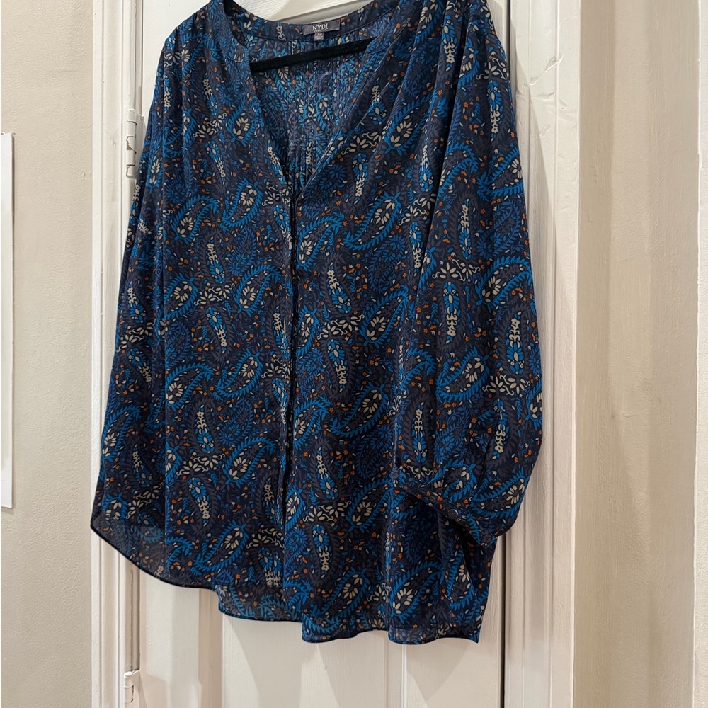 NYDJ Navy Paisley Blouse